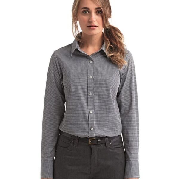 Women's Microcheck Gingham Cotton Shirt Thumbnail